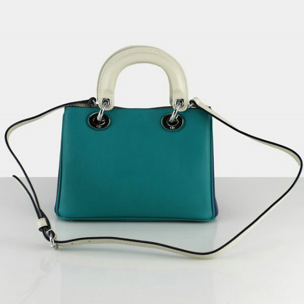 mini dior diorissimo original calfskin leather bag 44375 green&blue&apricot